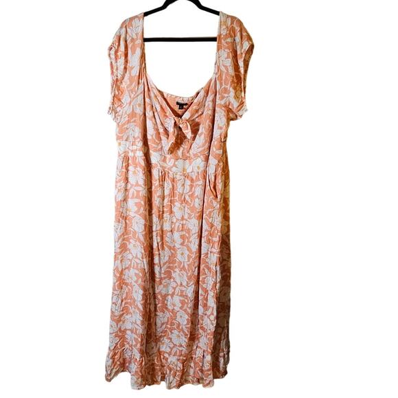 Torrid Dress Womens Size 4X Plus Size 4 Orange Floral Vacation Work Cruise - Picture 9 of 10